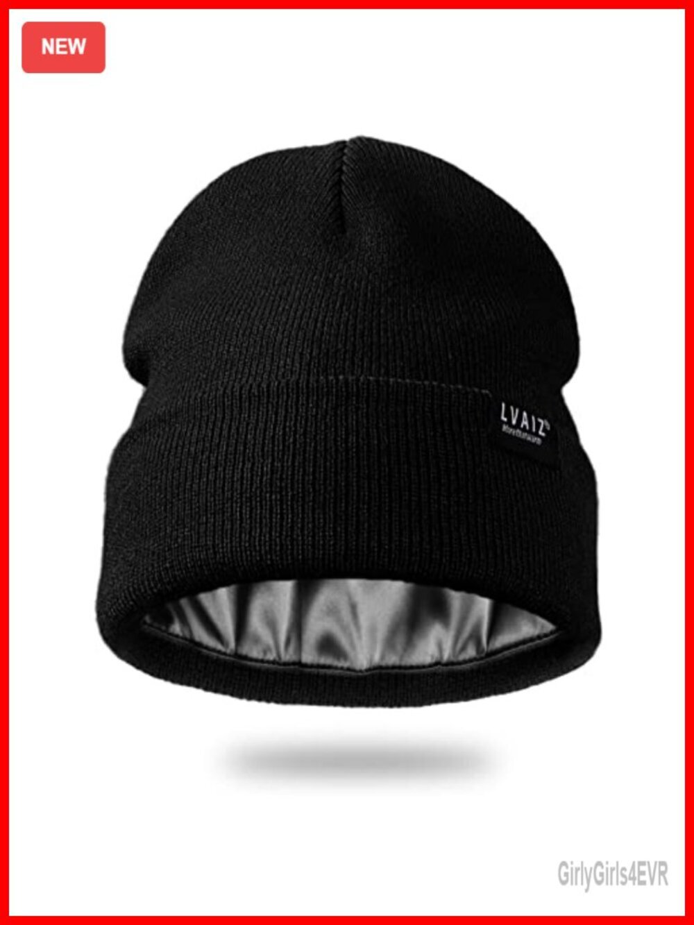 Satin Lined Winter Beanie Hat - Cotton Acrylic Knit, Slouchy Skull Cap for Women